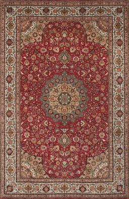 Machine Washable Traditional Orange Salmon Pink Rug, wshtr28