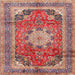 Square Traditional Light Copper Gold Medallion Rug, tr2900