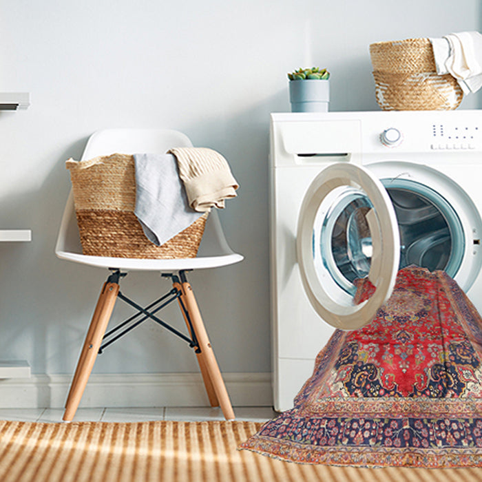 Machine Washable Traditional Light Copper Gold Rug in a Washing Machine, wshtr2900