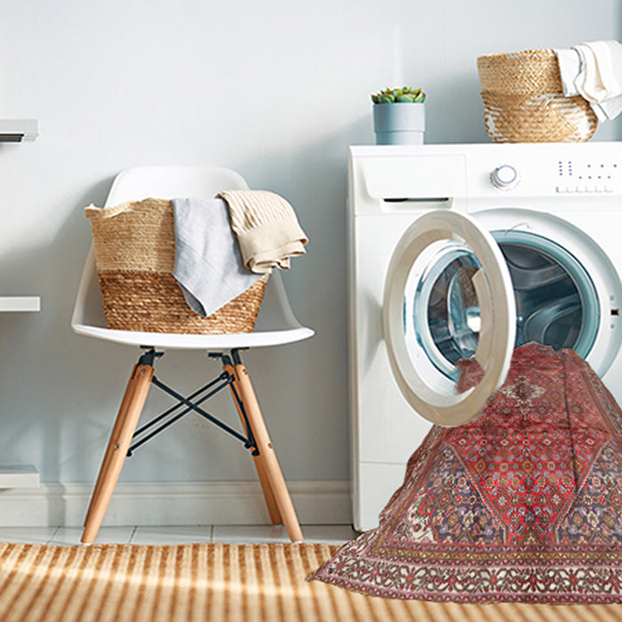 Machine Washable Traditional Light Copper Gold Rug in a Washing Machine, wshtr2901