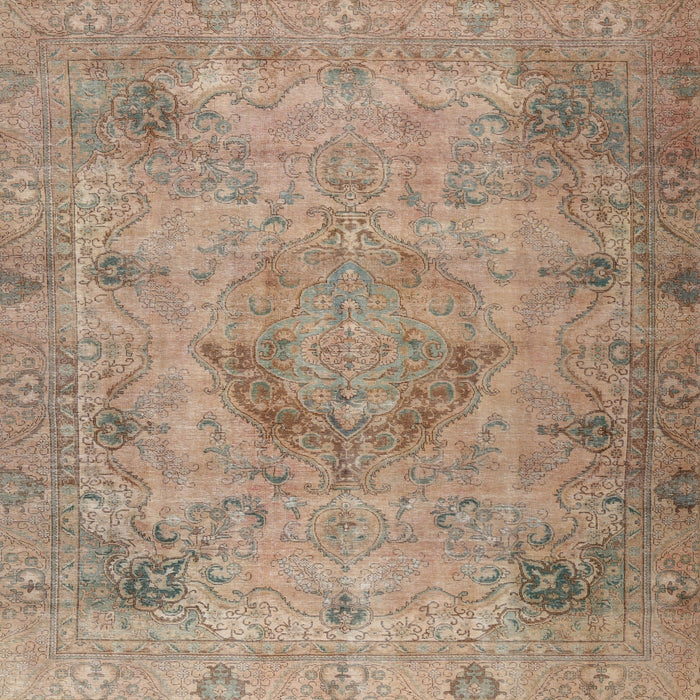 Square Traditional Dark Gold Brown Persian Rug, tr2903