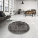 Round Traditional Gray Persian Rug in a Office, tr2904