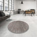 Round Traditional Rosy Brown Pink Persian Rug in a Office, tr2905