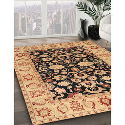 Traditional Dark Sienna Brown Persian Rug in Family Room, tr290