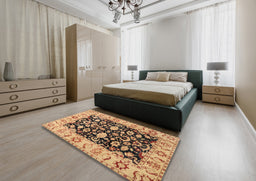 Traditional Dark Sienna Brown Persian Rug in a Bedroom, tr290