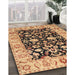 Traditional Dark Sienna Brown Persian Rug in Family Room, tr290