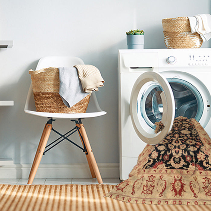 Machine Washable Traditional Dark Sienna Brown Rug in a Washing Machine, wshtr290