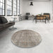 Round Machine Washable Traditional Sage Green Rug in a Office, wshtr2912