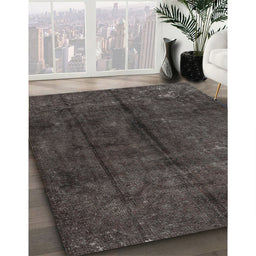 Traditional Carbon Gray Persian Rug in Family Room, tr2913