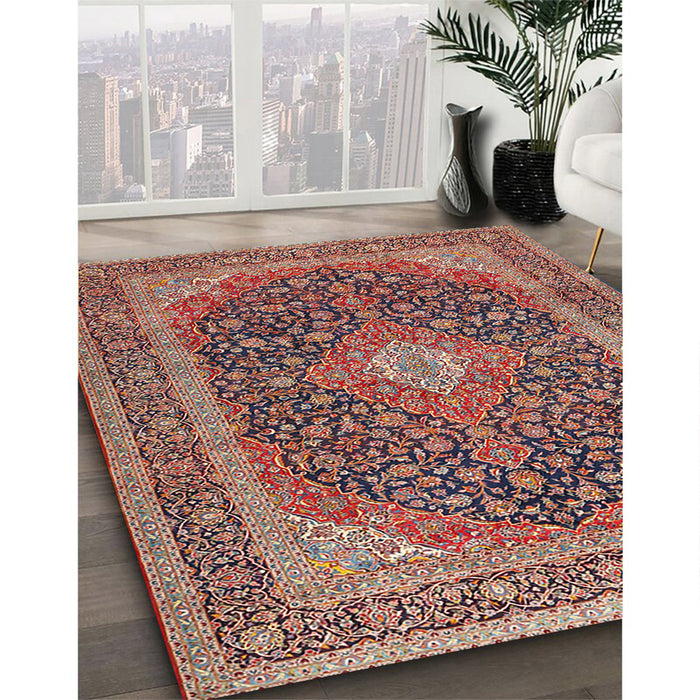 Machine Washable Traditional Brown Red Rug in a Family Room, wshtr2916