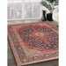 Traditional Brown Red Medallion Rug in Family Room, tr2916