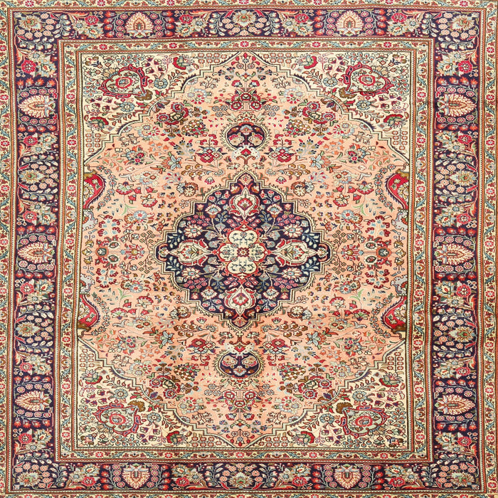 Square Traditional Brown Medallion Rug, tr2918