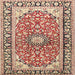 Square Traditional Brown Medallion Rug, tr2919