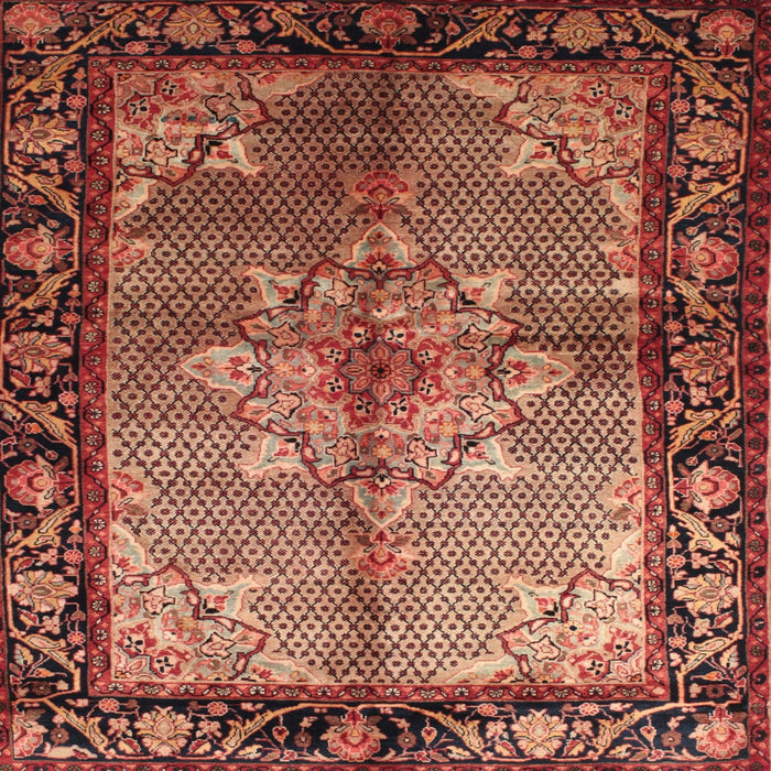 Round Machine Washable Traditional Saffron Red Rug, wshtr291