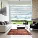 Square Traditional Saffron Red Persian Rug in a Living Room, tr291