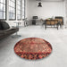 Round Traditional Saffron Red Persian Rug in a Office, tr291