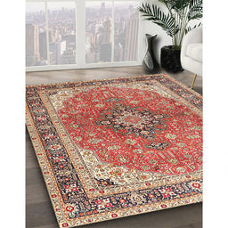 Traditional Brown Medallion Rug in Family Room, tr2920