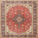 Round Machine Washable Traditional Brown Rug, wshtr2920