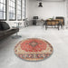 Round Machine Washable Traditional Brown Rug in a Office, wshtr2920