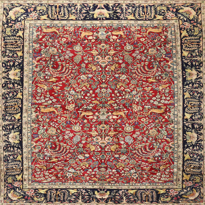 Round Machine Washable Traditional Saffron Red Rug, wshtr2921