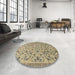 Round Machine Washable Traditional Brown Rug in a Office, wshtr2923