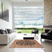 Square Machine Washable Traditional Sandy Brown Rug in a Living Room, wshtr2924