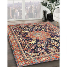 Traditional Reddish Brown Persian Rug in Family Room, tr2925