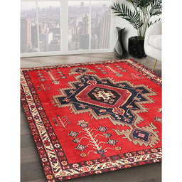 Machine Washable Traditional Rust Pink Rug in a Family Room, wshtr2927