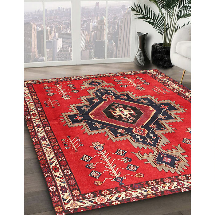 Machine Washable Traditional Rust Pink Rug in a Family Room, wshtr2927