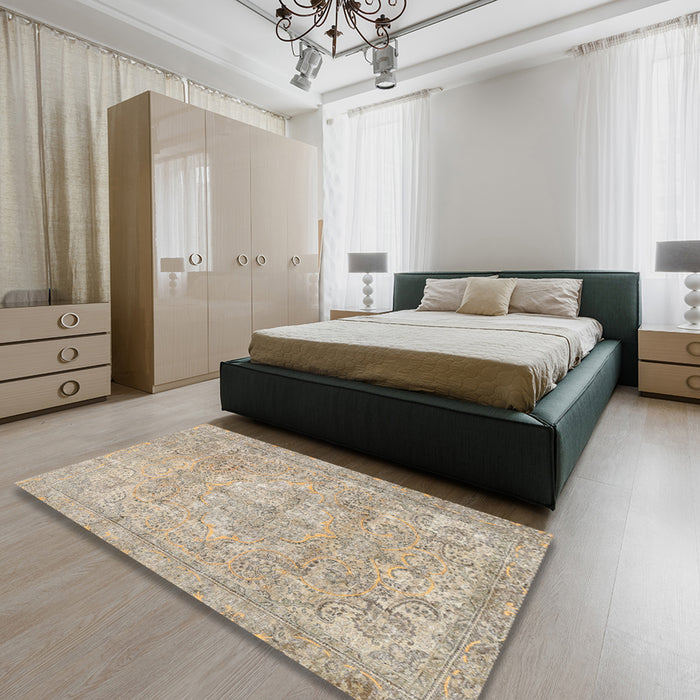 Traditional Brown Persian Rug in a Bedroom, tr2929