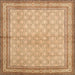 Round Machine Washable Traditional Chocolate Brown Rug, wshtr292