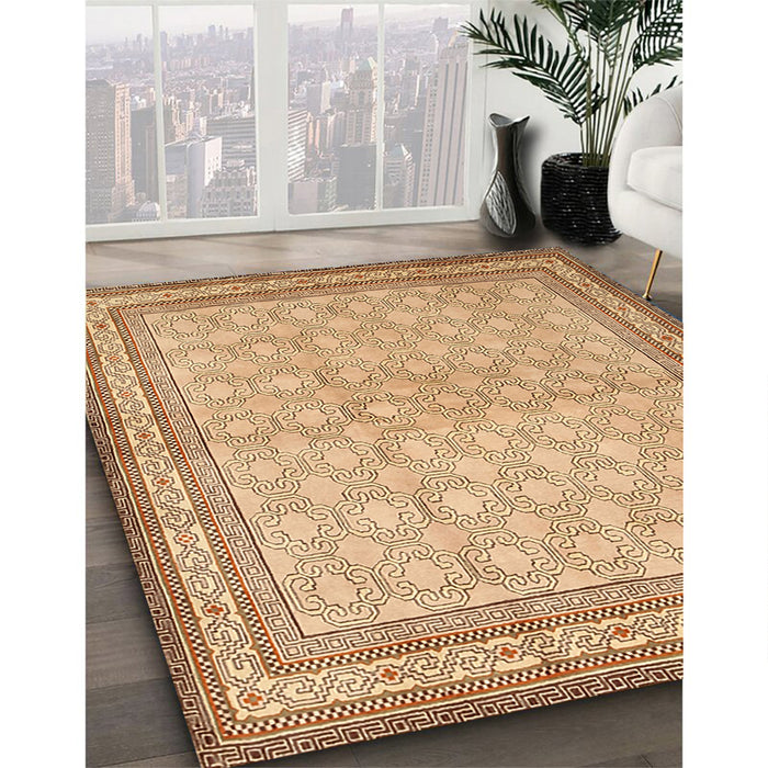 Traditional Chocolate Brown Persian Rug in Family Room, tr292