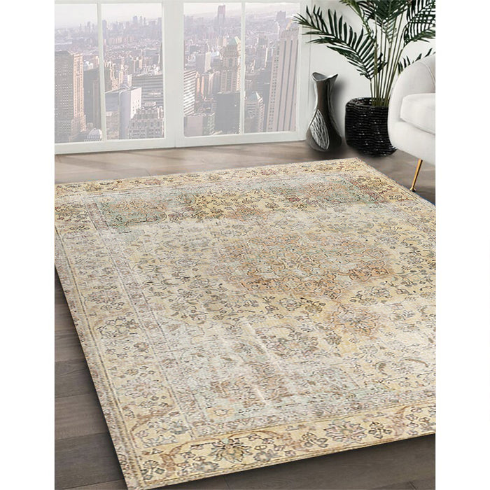 Traditional Camel Brown Persian Rug in Family Room, tr2930