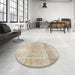 Round Machine Washable Traditional Camel Brown Rug in a Office, wshtr2930