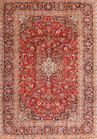 Machine Washable Traditional Tangerine Pink Rug, wshtr2937