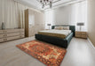 Machine Washable Traditional Orange Rug in a Bedroom, wshtr2938