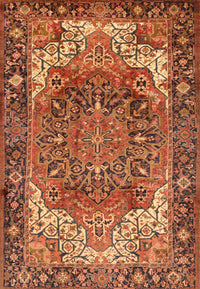 Machine Washable Traditional Orange Rug, wshtr2938