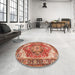 Round Machine Washable Traditional Sand Brown Rug in a Office, wshtr2939