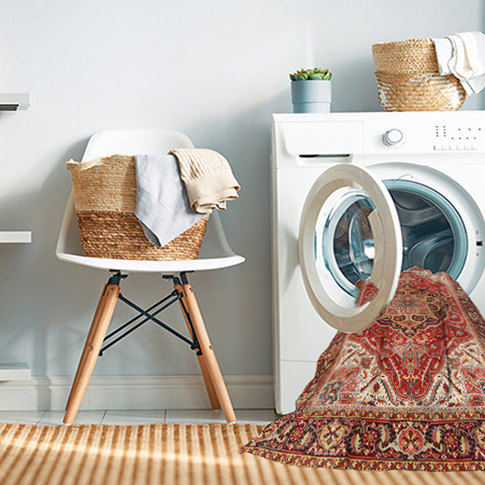 Machine Washable Traditional Sand Brown Rug in a Washing Machine, wshtr2939
