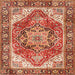 Round Machine Washable Traditional Sand Brown Rug, wshtr2939