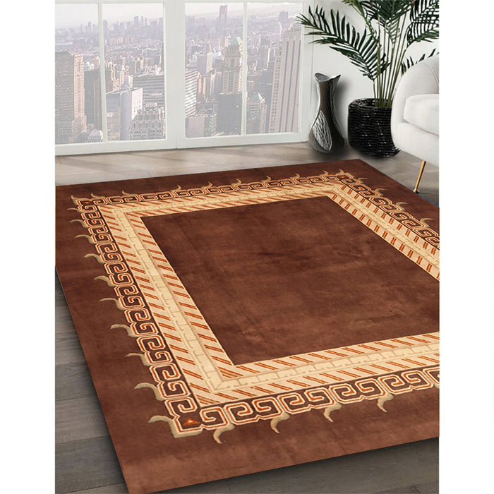 Machine Washable Traditional Saffron Red Rug in a Family Room, wshtr293