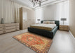 Traditional Mahogany Brown Persian Rug in a Bedroom, tr2941