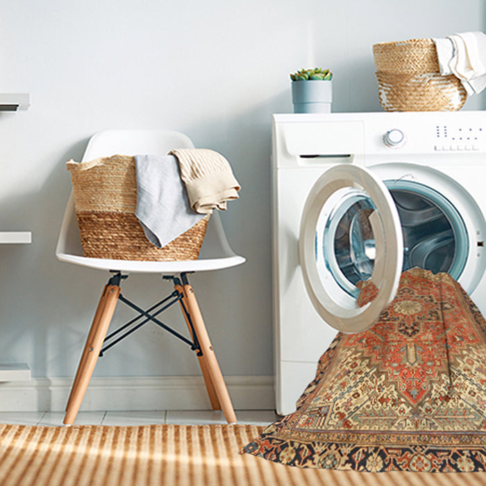 Machine Washable Traditional Mahogany Brown Rug in a Washing Machine, wshtr2941