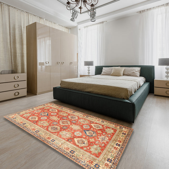 Machine Washable Traditional Red Rug in a Bedroom, wshtr2942