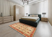 Traditional Chrome Gold Yellow Oriental Rug in a Bedroom, tr2943