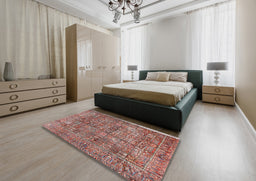 Traditional Brown Red Persian Rug in a Bedroom, tr2944