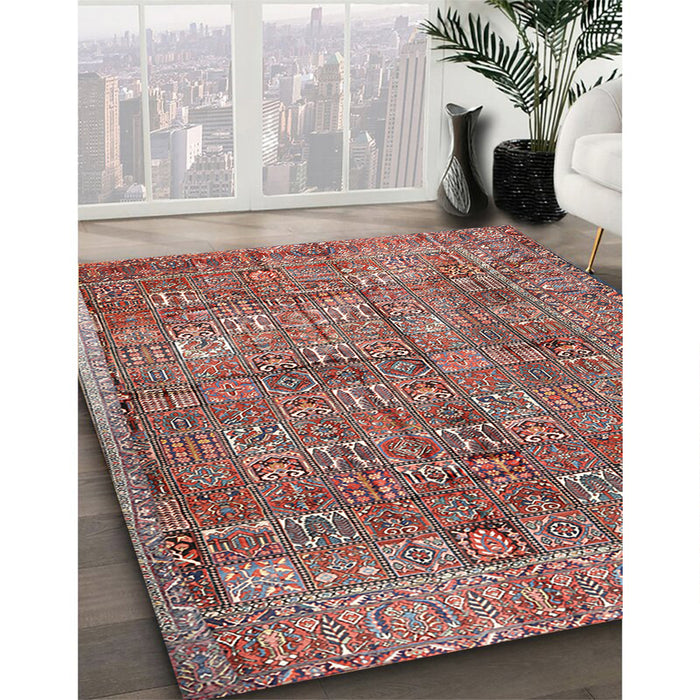 Traditional Brown Red Persian Rug in Family Room, tr2944