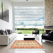 Square Traditional Orange Oriental Rug in a Living Room, tr2945