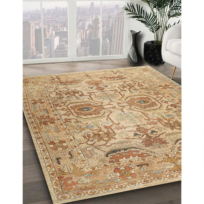Traditional Chocolate Brown Persian Rug in Family Room, tr2946