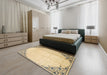 Machine Washable Traditional Brown Gold Rug in a Bedroom, wshtr2949